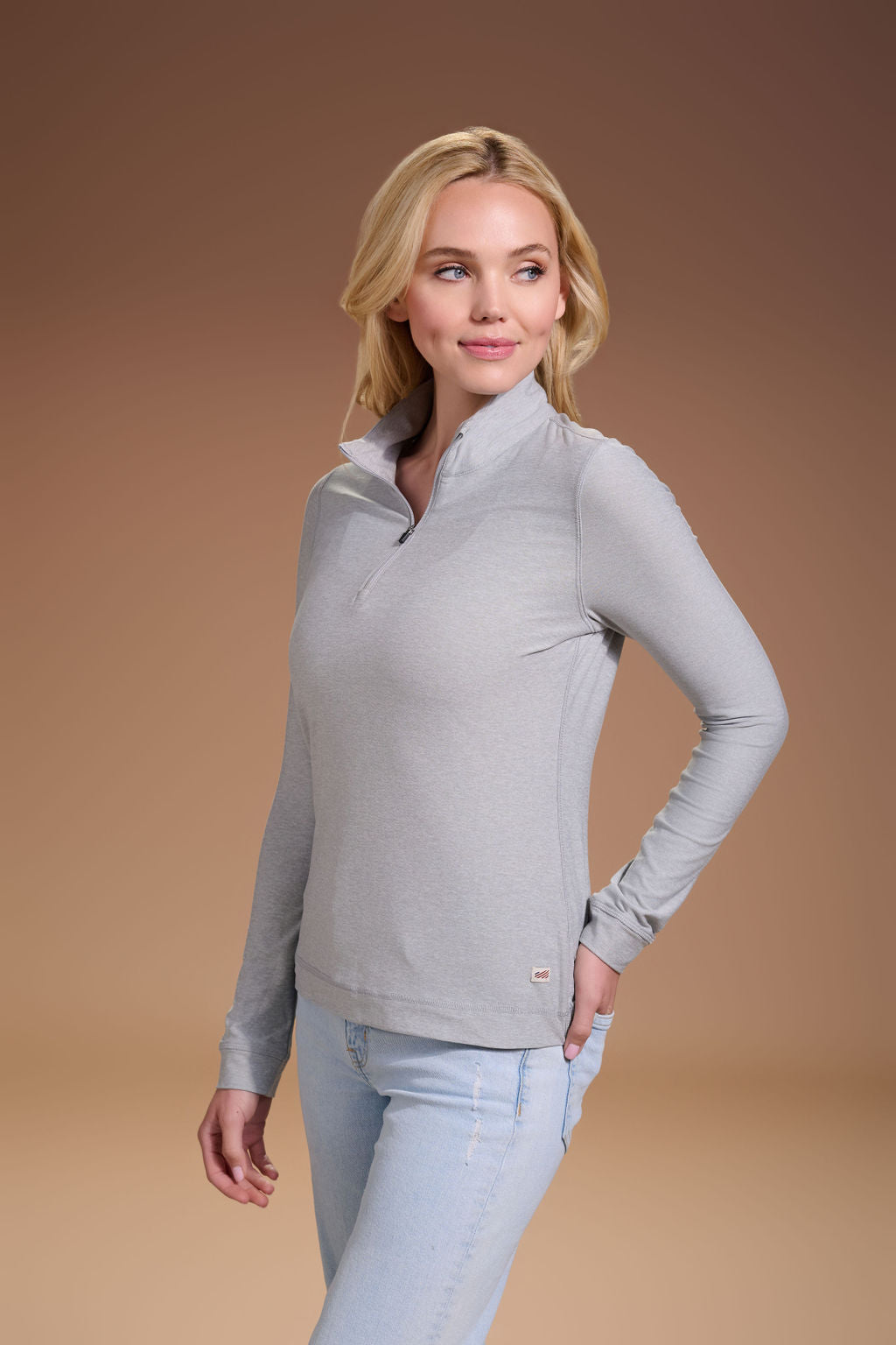 Darn Nice Lightweight Quarter Zip Womens #color_platinum