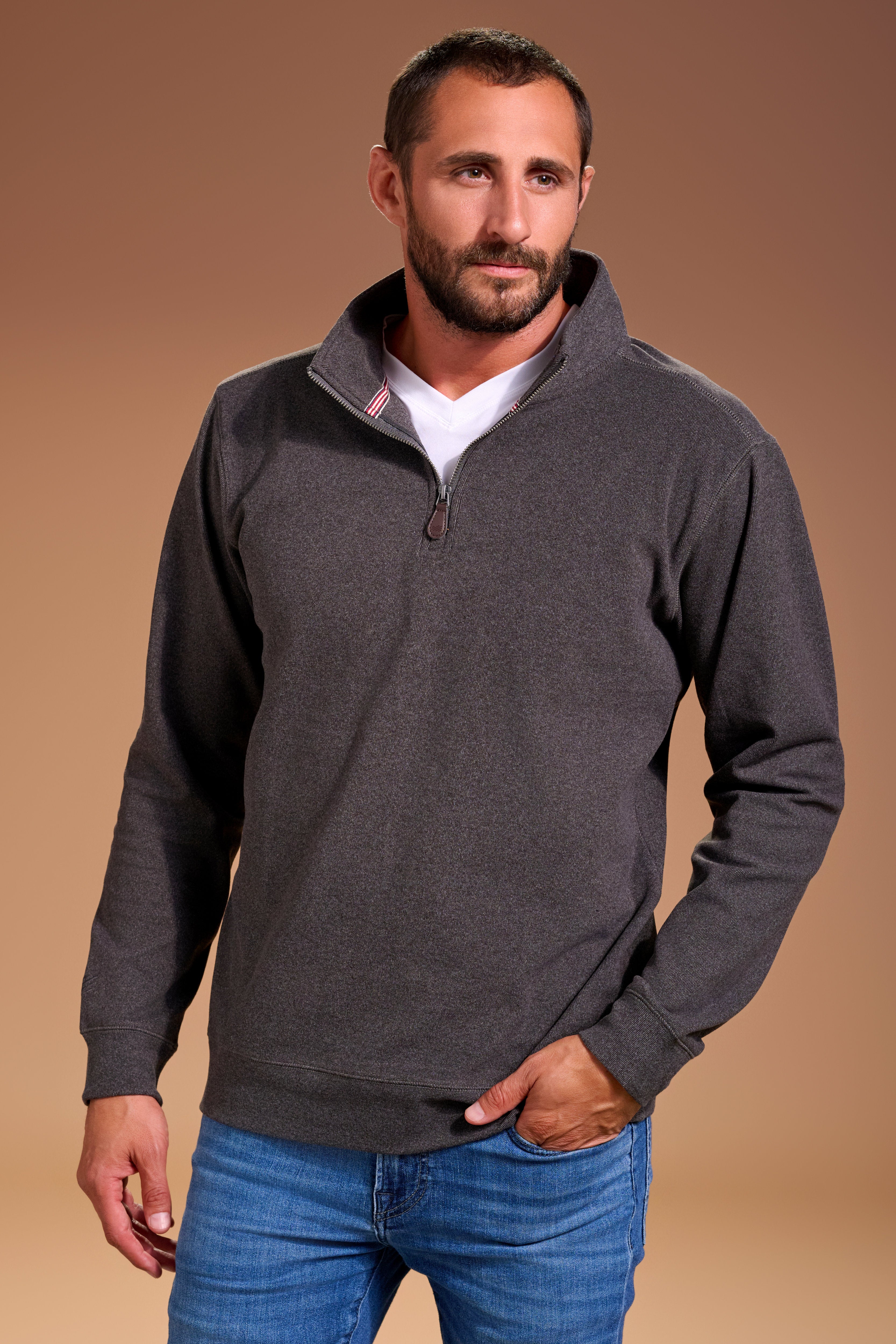 Raider Quarter Zip Mens #color_charcoal
