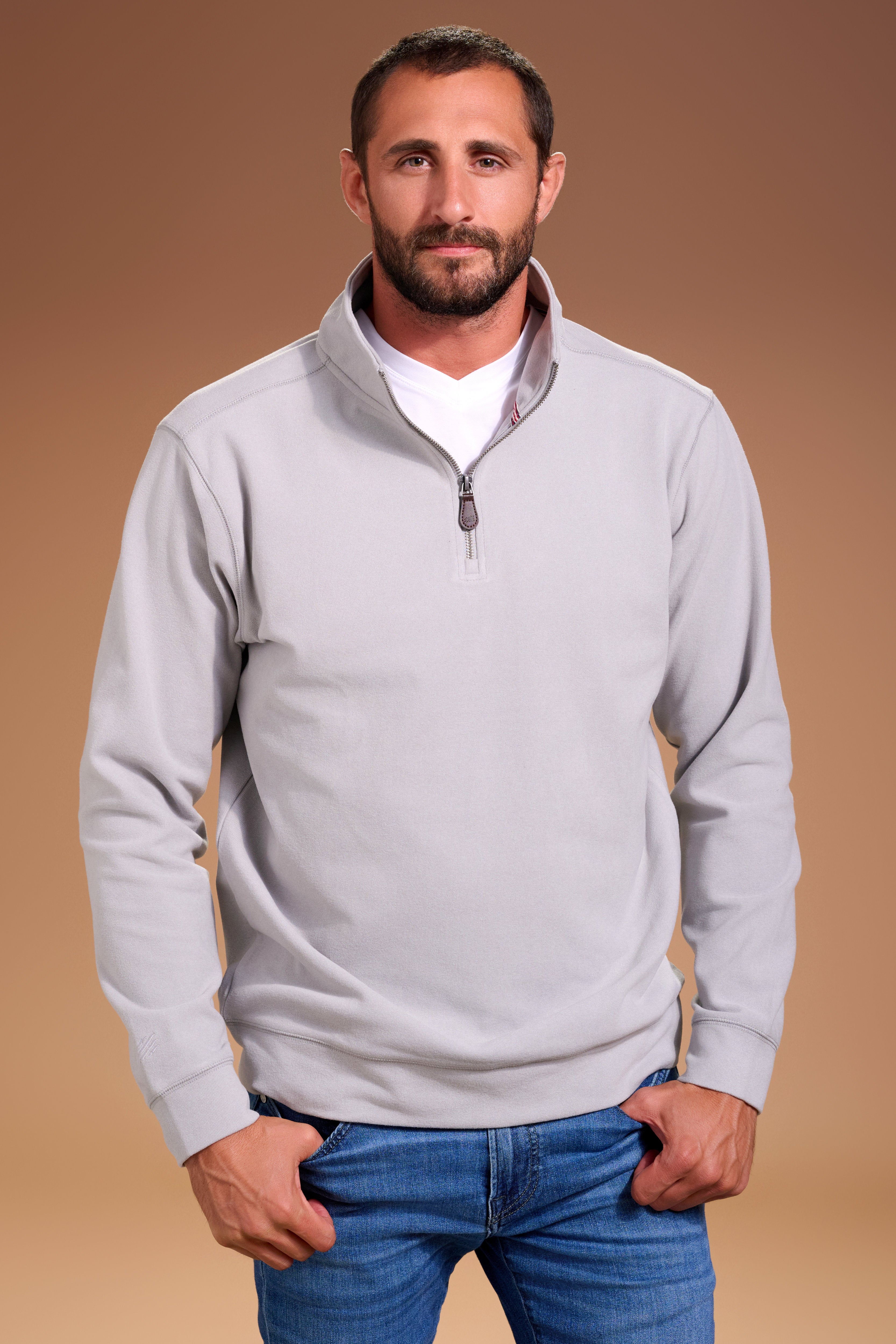 Raider Quarter Zip Mens #color_light grey