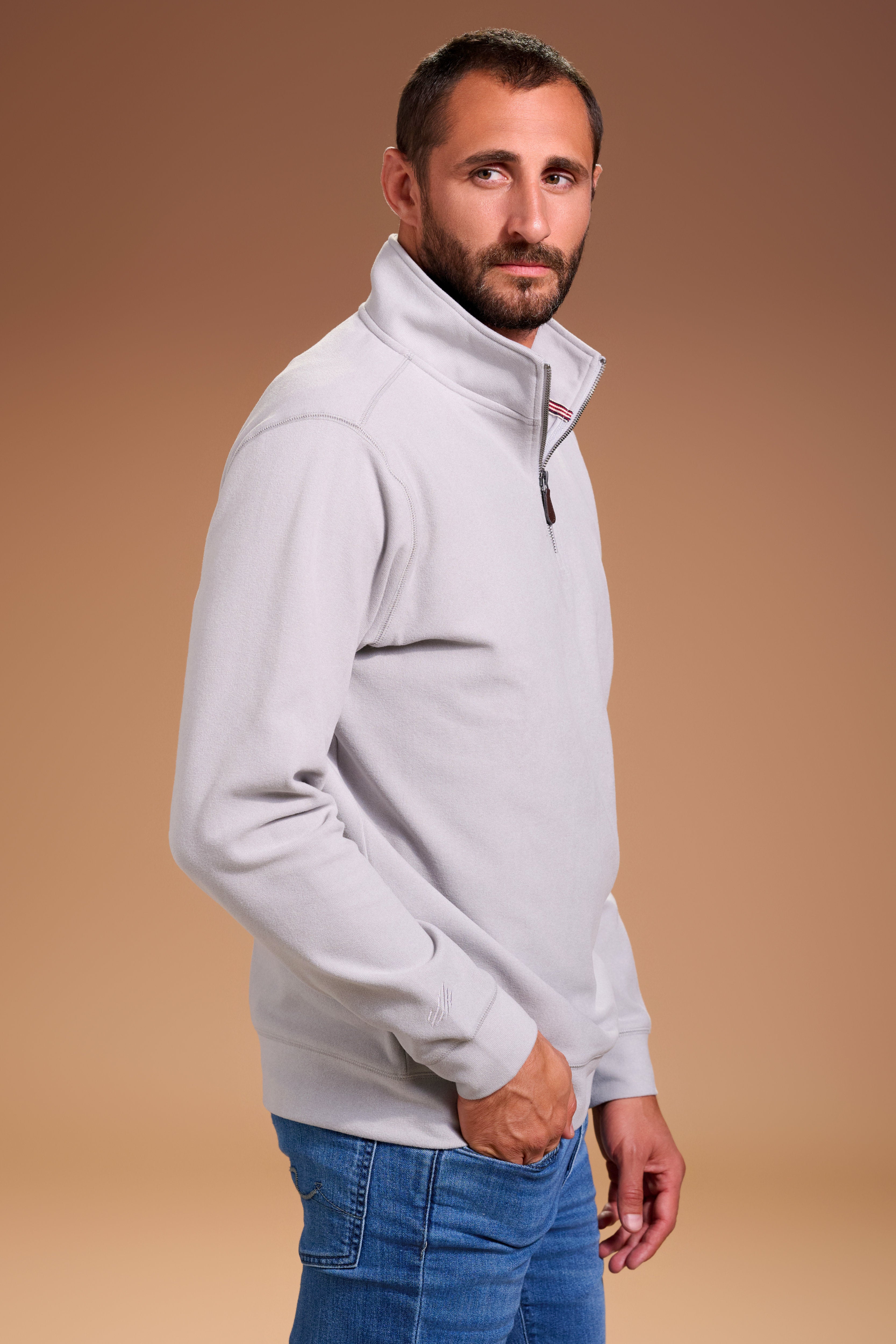 Raider Quarter Zip Mens #color_light grey