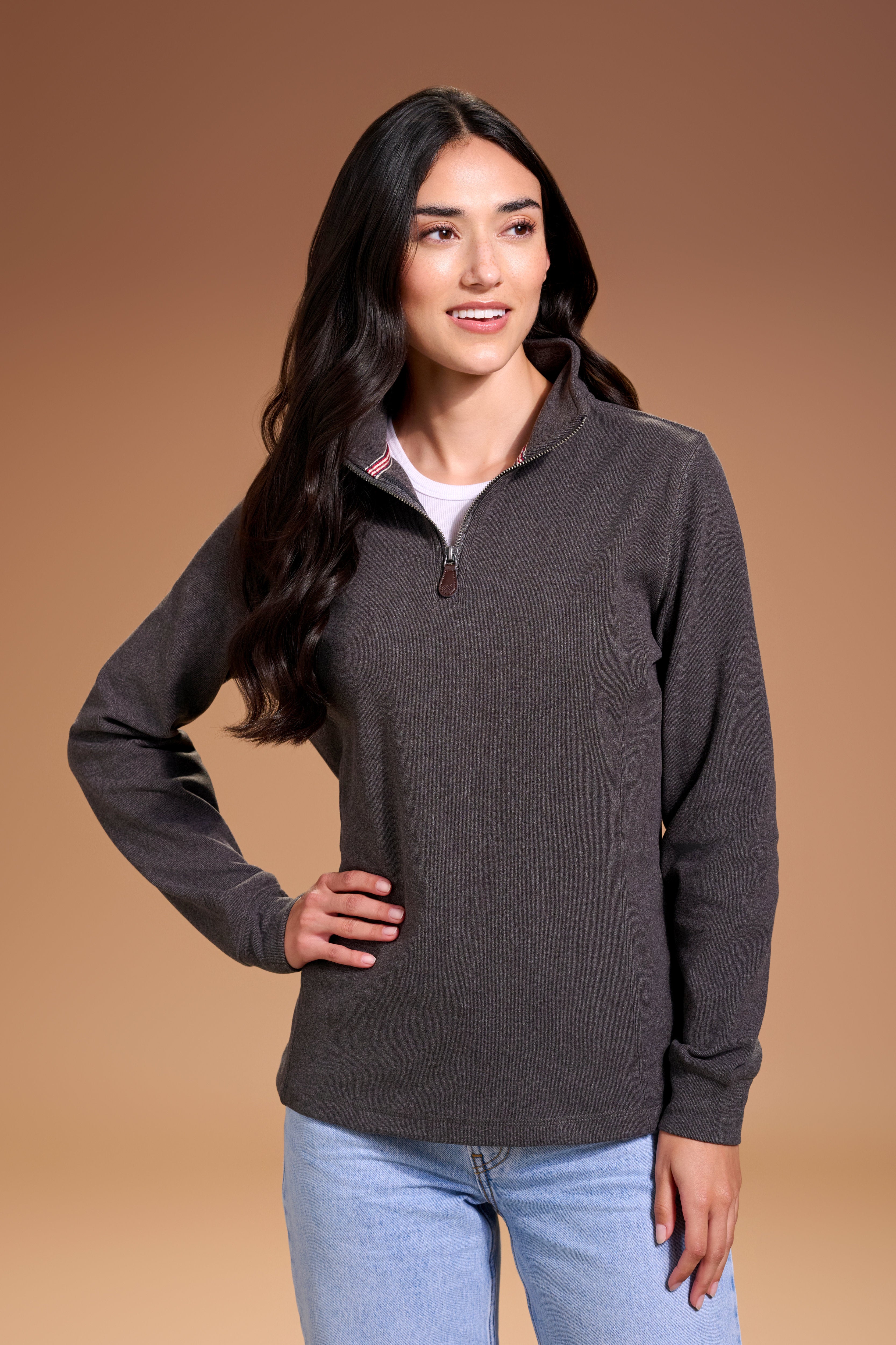 Raider Quarter Zip Womens #color_charcoal