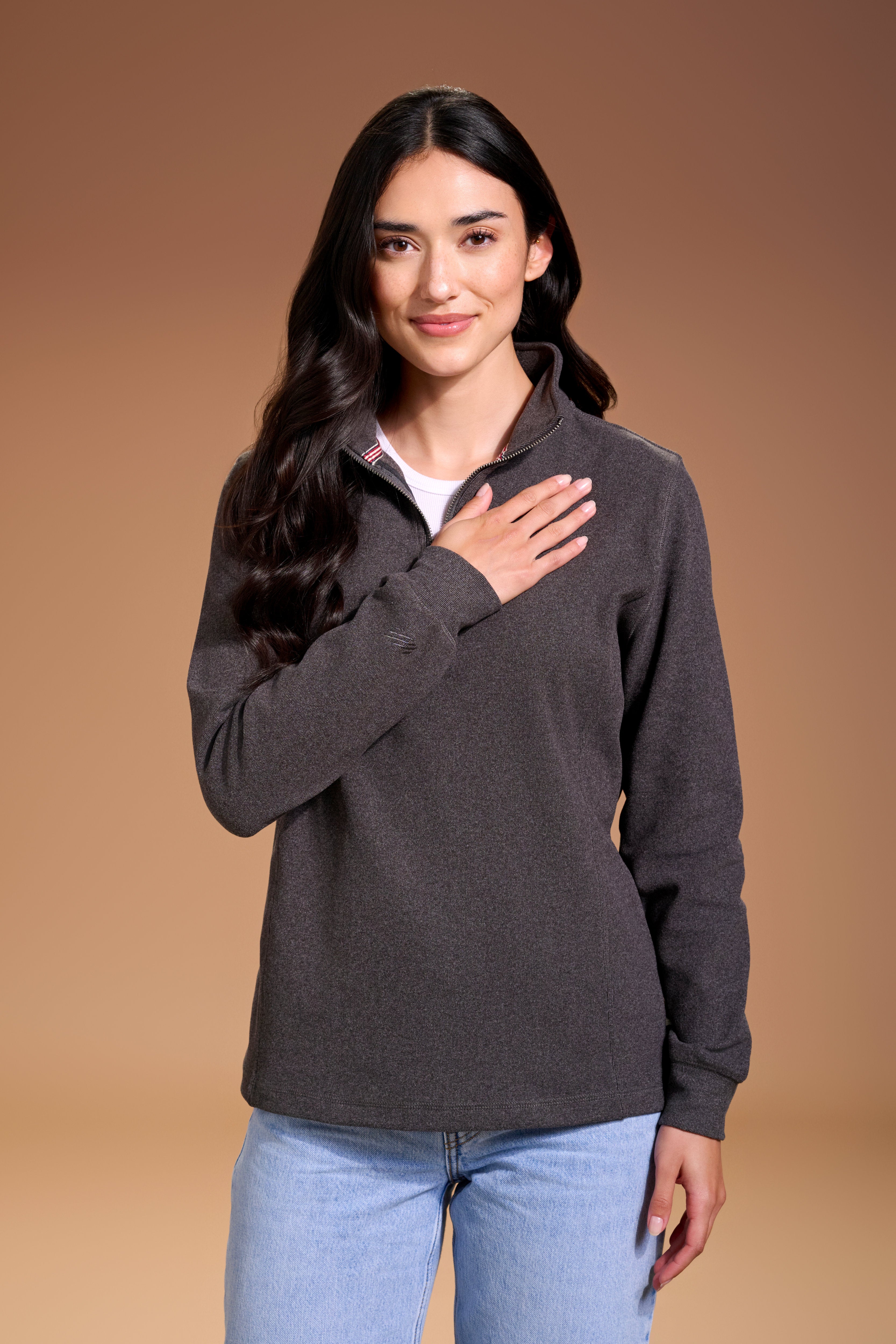 Raider Quarter Zip Womens #color_charcoal