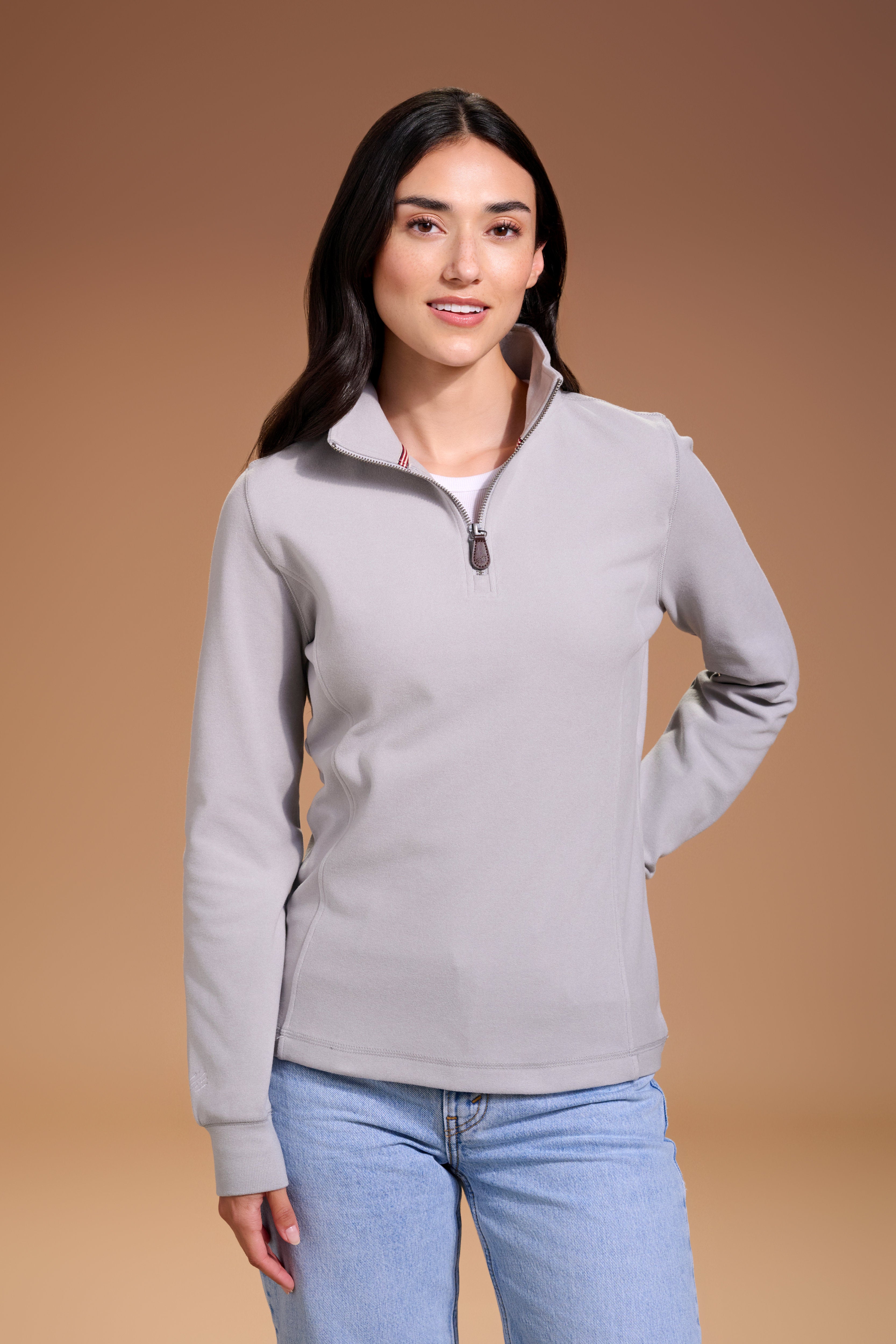 Raider Quarter Zip Womens #color_light grey