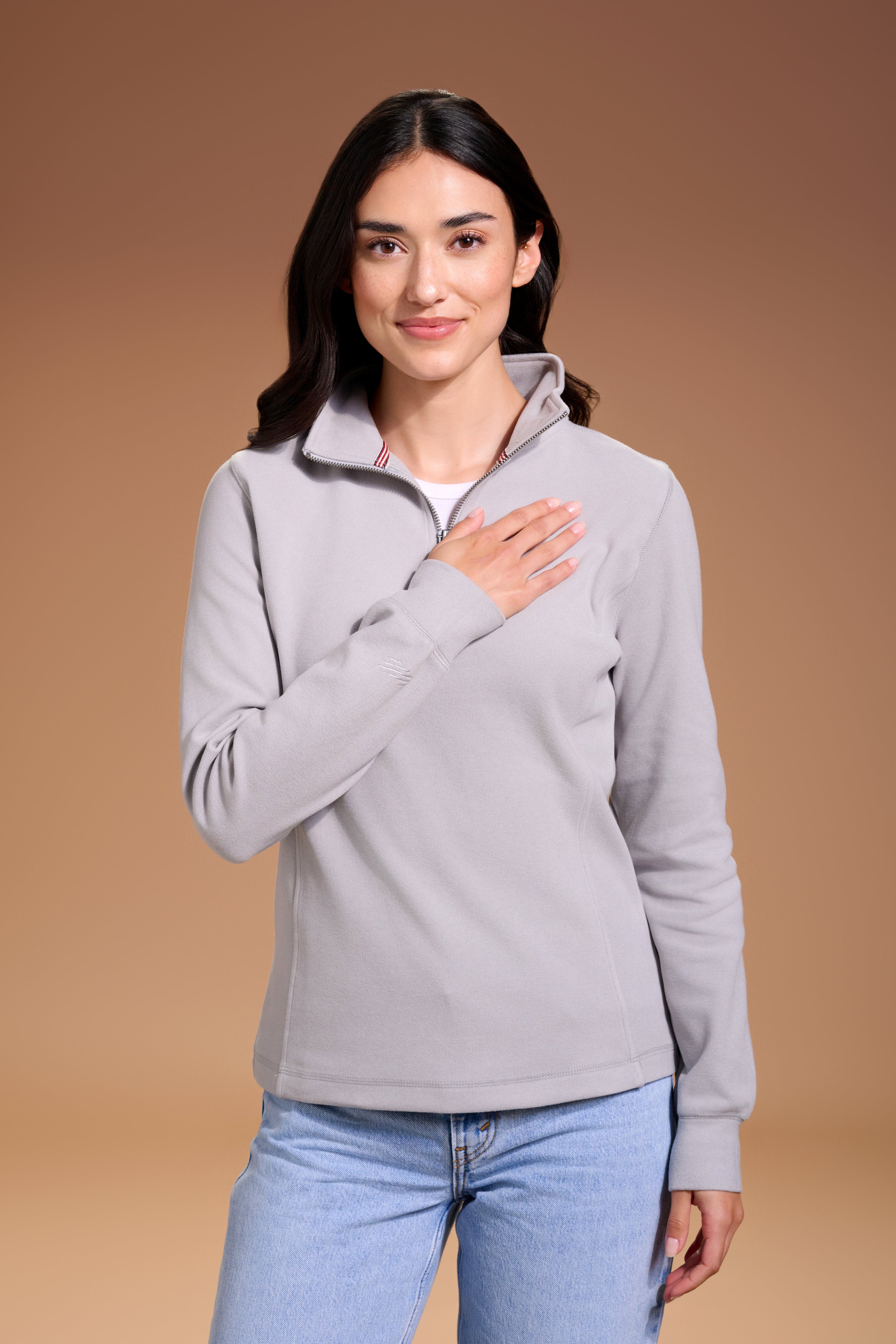 Raider Quarter Zip Womens #color_light grey