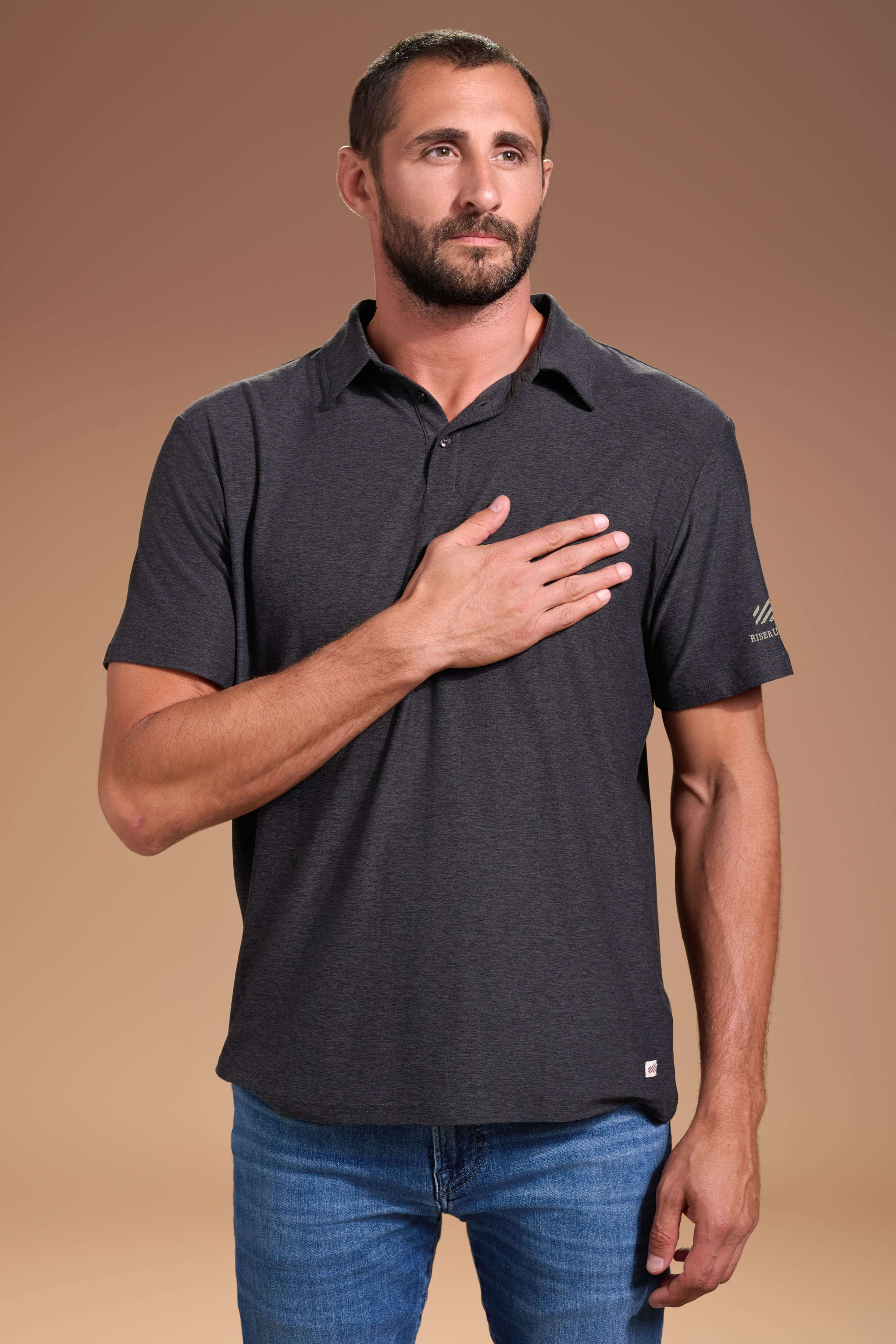 DARN NICE Polo Mens Charcoal Signature #color_charcoal