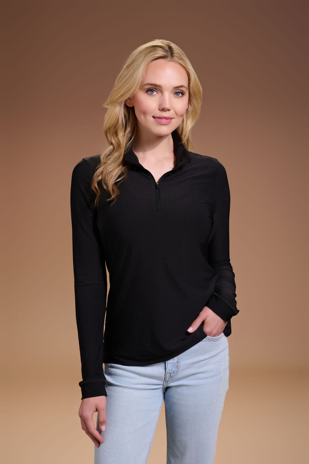 Darn Nice Lightweight Quarter Zip Womens #color_black