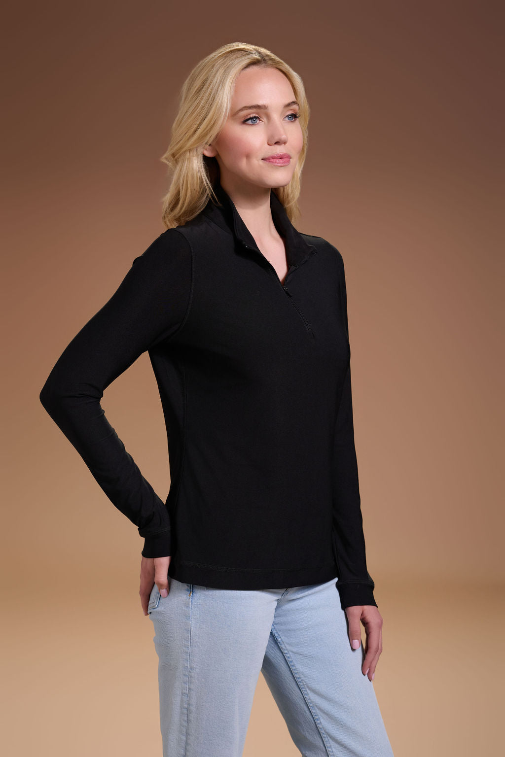 Darn Nice Lightweight Quarter Zip Womens #color_black