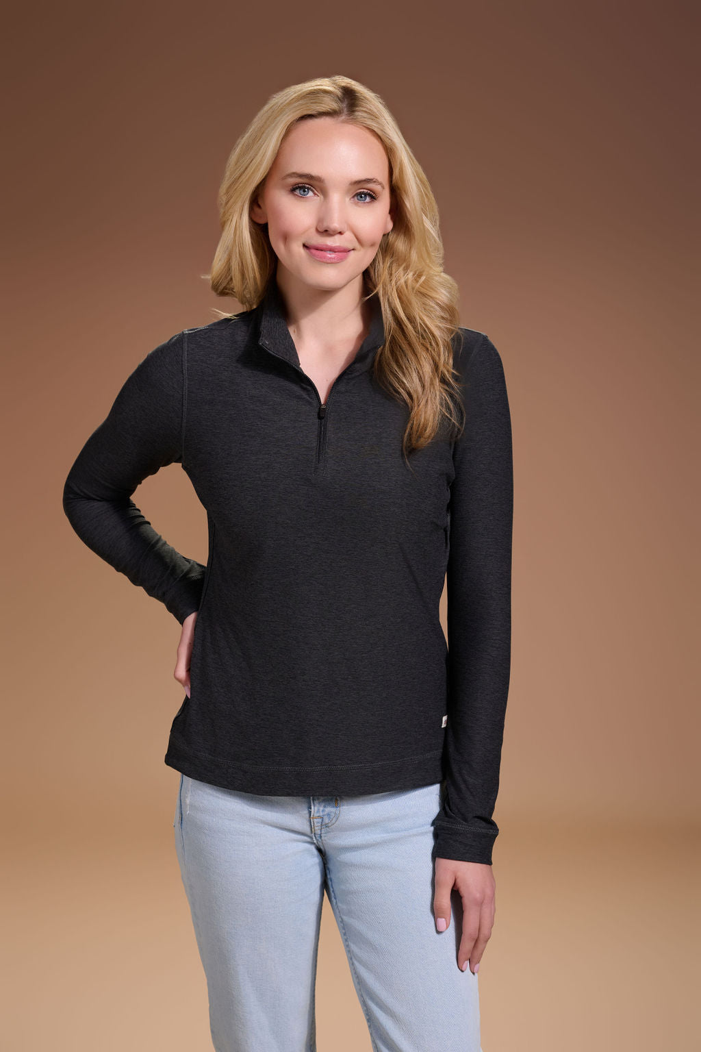 Darn Nice Lightweight Half Zip Womens #color_charcoal