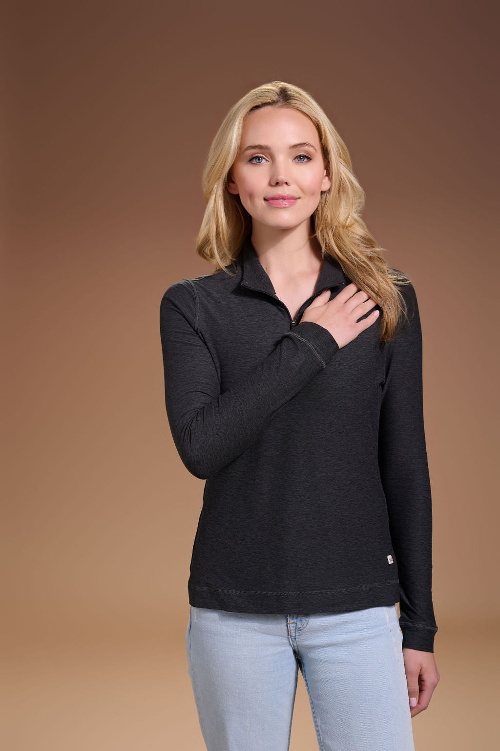 Darn Nice Lightweight Quarter Zip Womens #color_charcoal