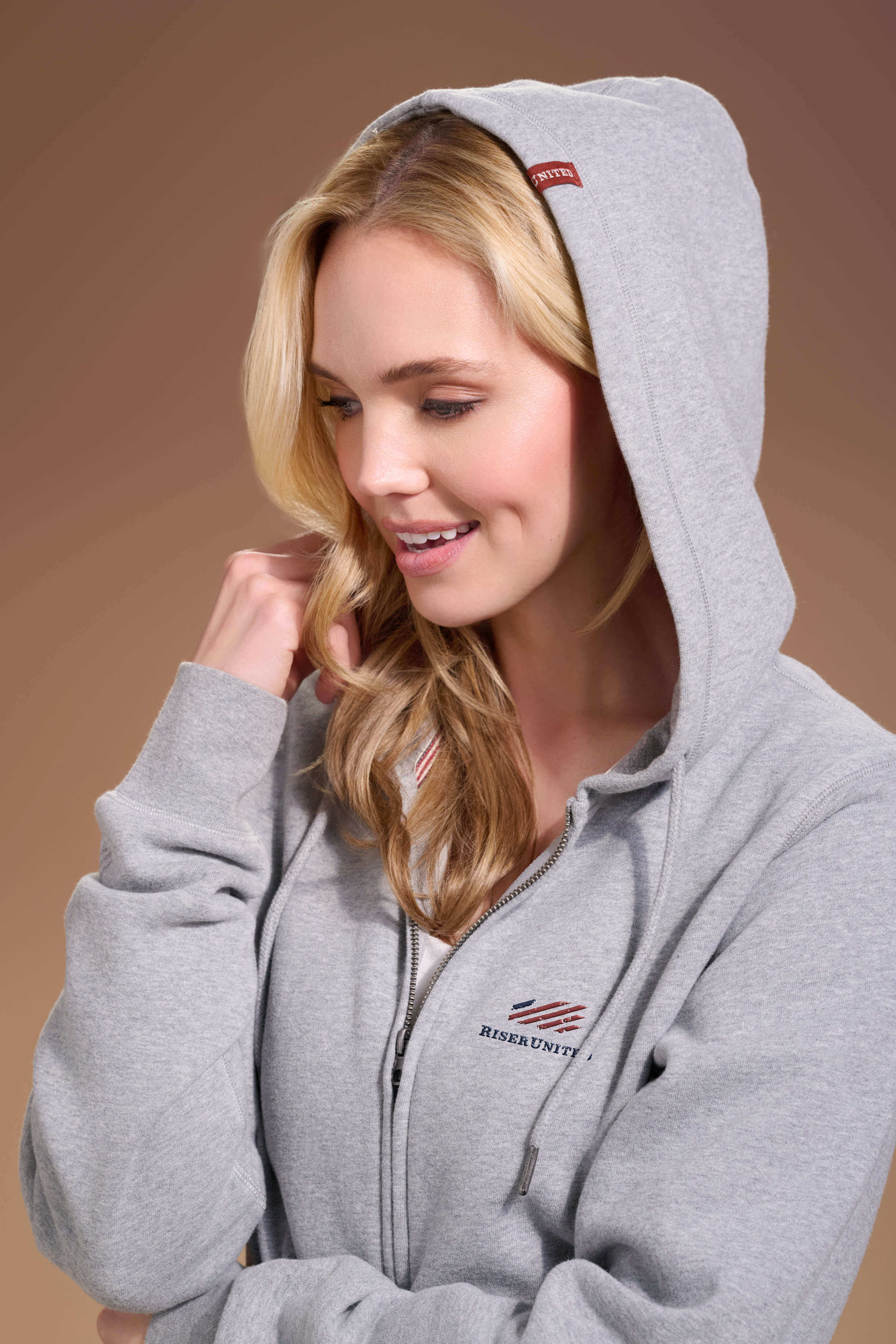 FLAGSHIP Full Zip Hoodie Women's Light Grey Signature #color_light grey