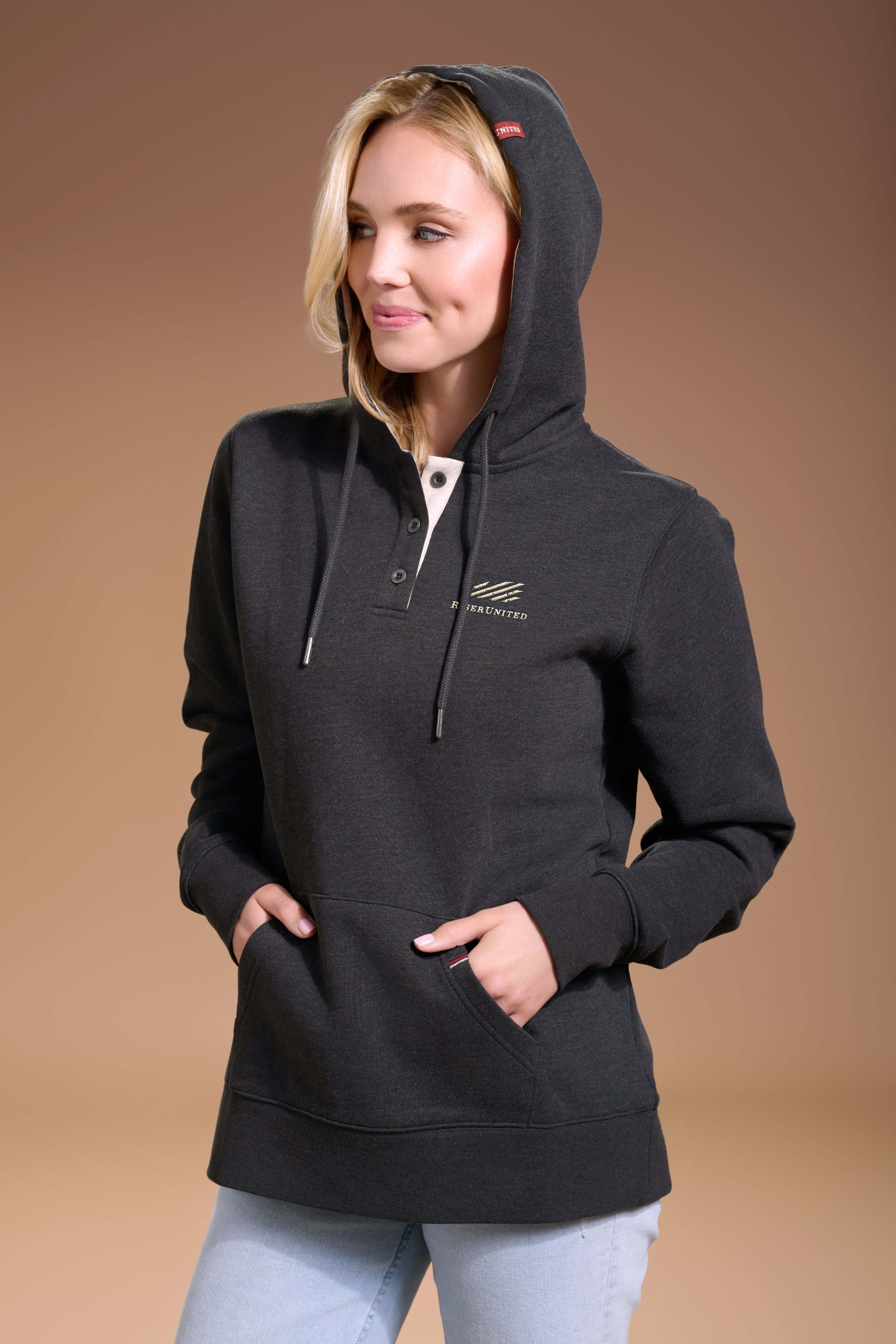 FLAGSHIP-Henley-Hoodie-Womens-Charcoal-004-Signature #color_charcoal