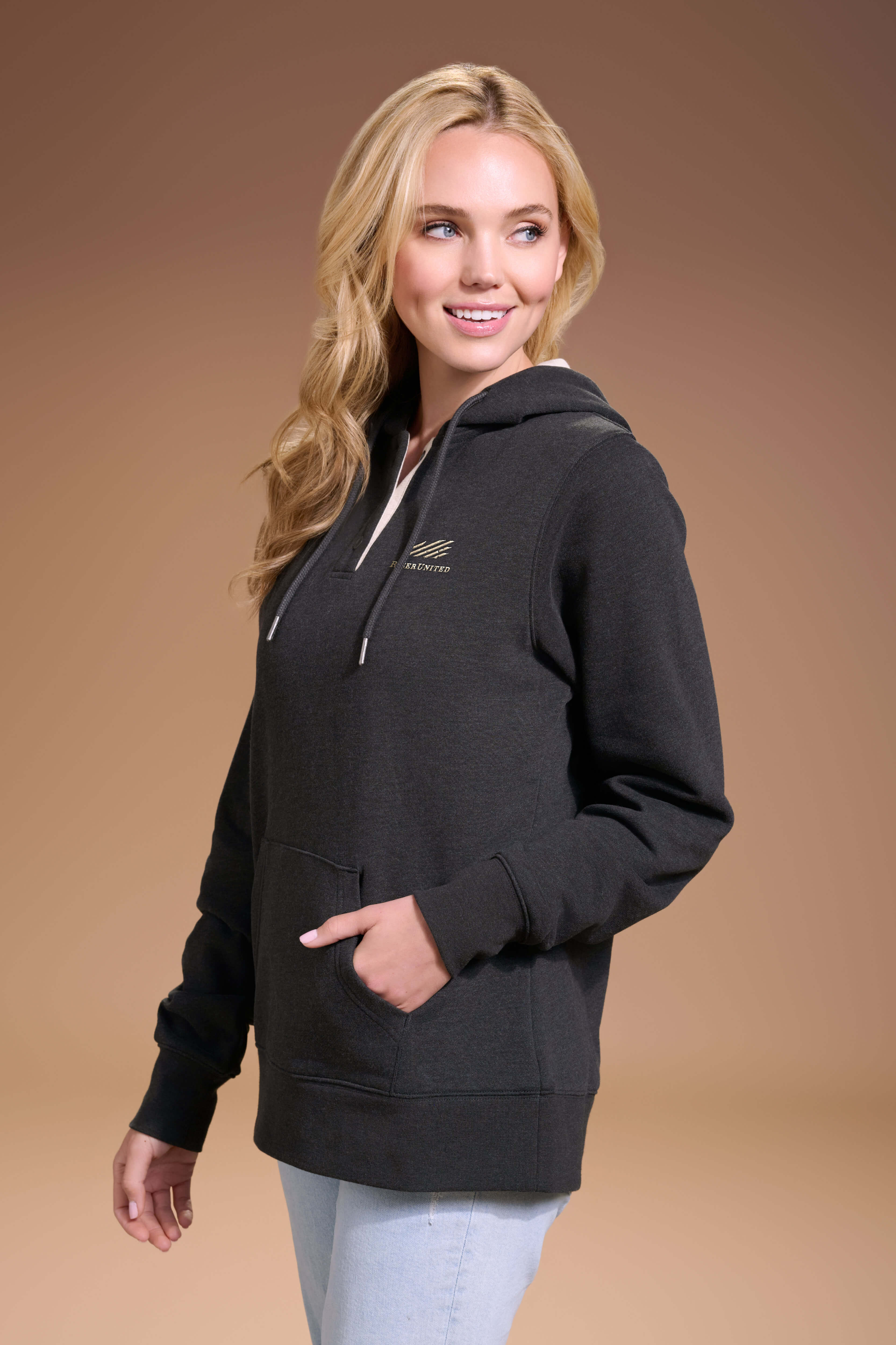 FLAGSHIP-Henley-Hoodie-Womens-Charcoal-004-Signature #color_charcoal