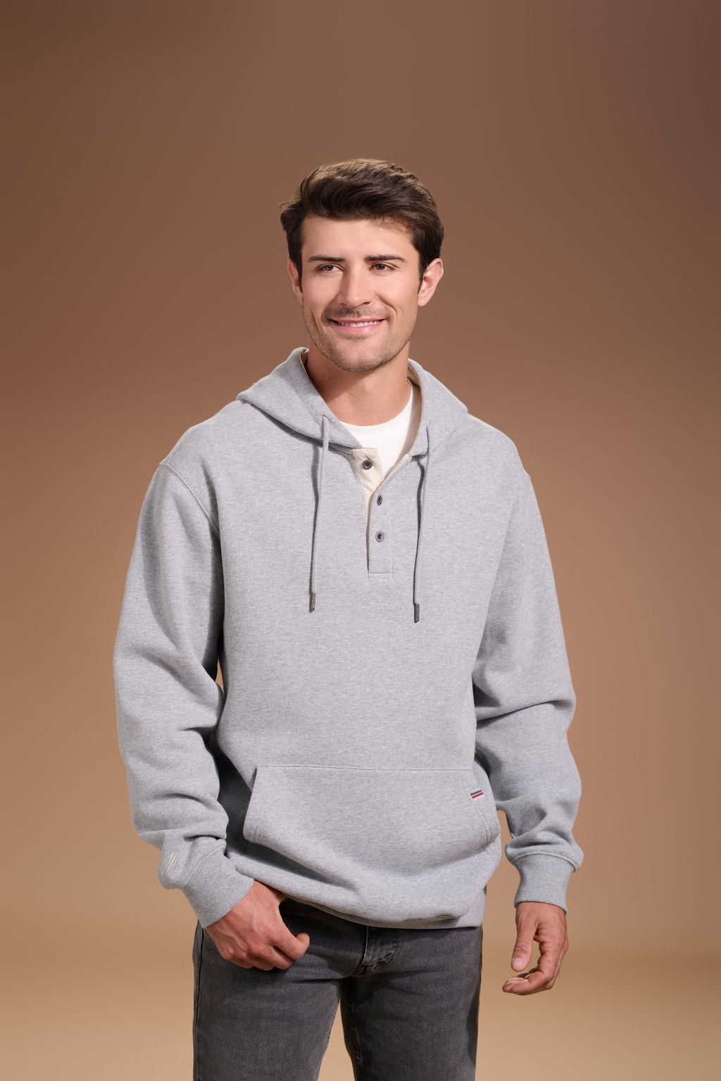 Flagship Henley Hoodie Mens #color_light grey