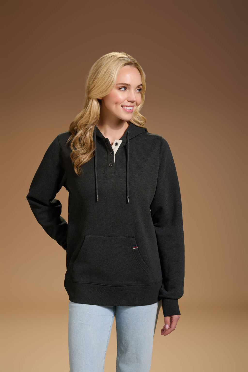 Flagship Henley Hoodie Womens #color_charcoal