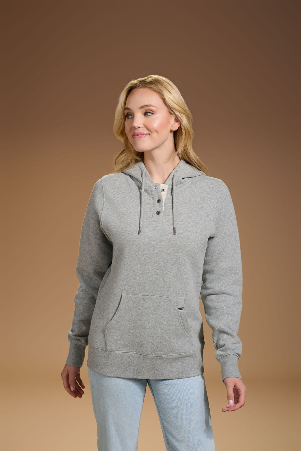 Flagship Henley Hoodie Womens #color_light grey