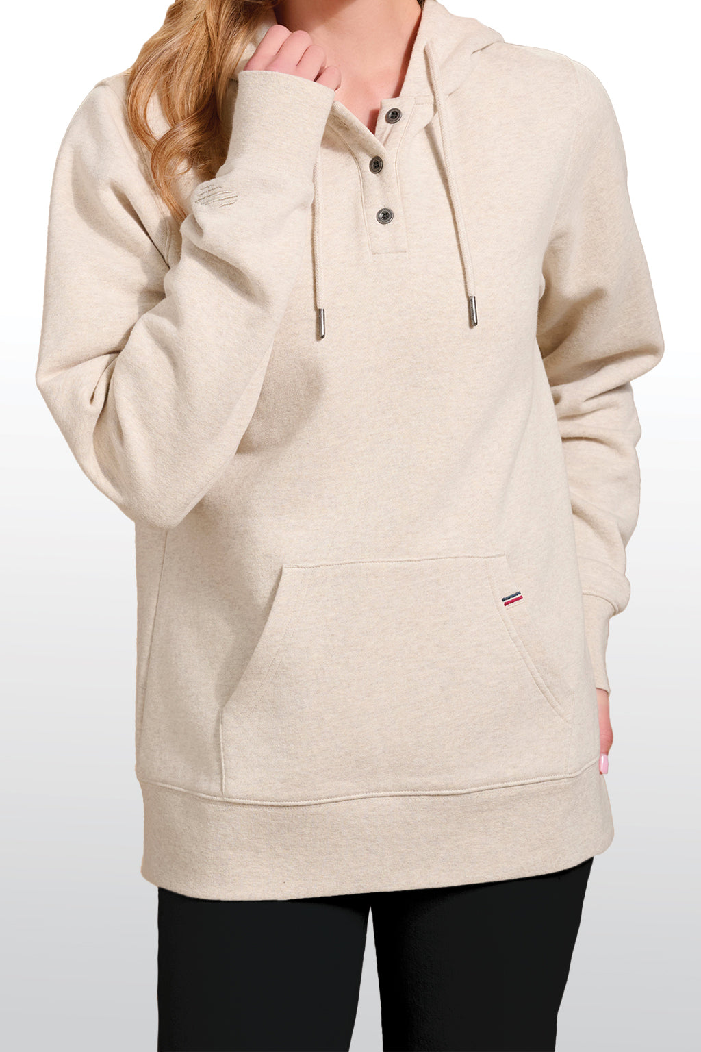 トップス HENLEY NECK BORDER HOODIE TSHIRT 3226T Women's Flagship Henley Hoodie – RiserUnited