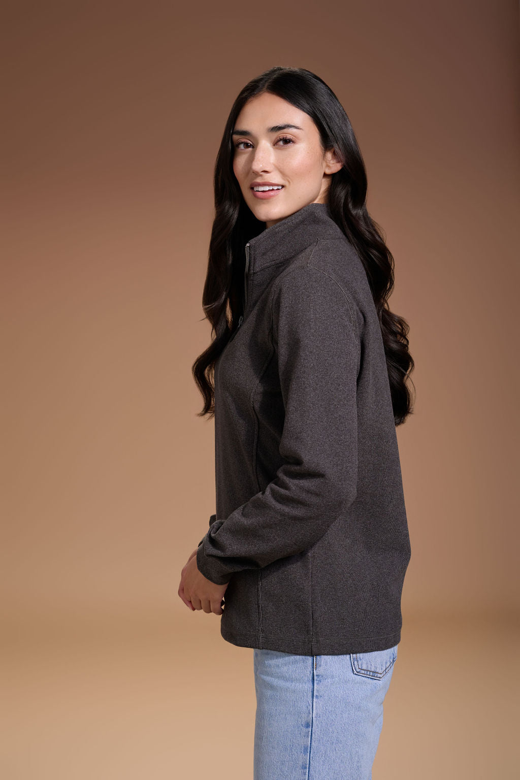 Raider Quarter Zip Womens #color_charcoal