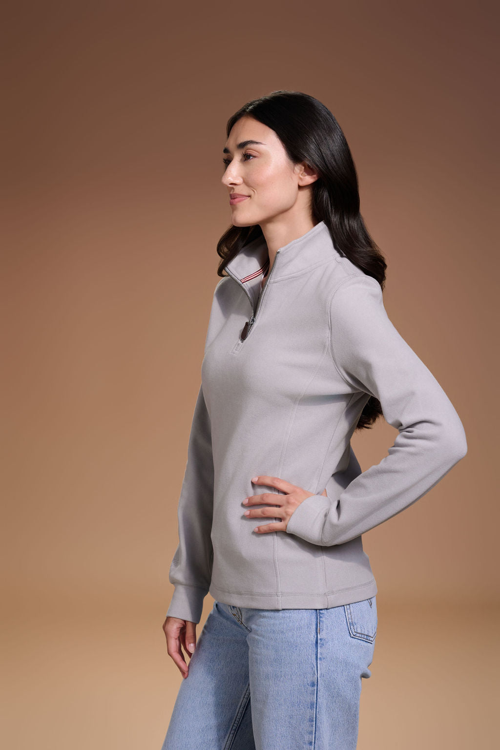 Raider Quarter Zip Womens #color_light grey