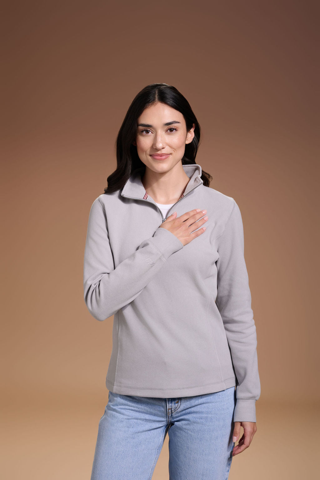 Raider Quarter Zip Womens #color_light grey