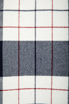 Vintage red, white, and blue plaid merino wool blanket